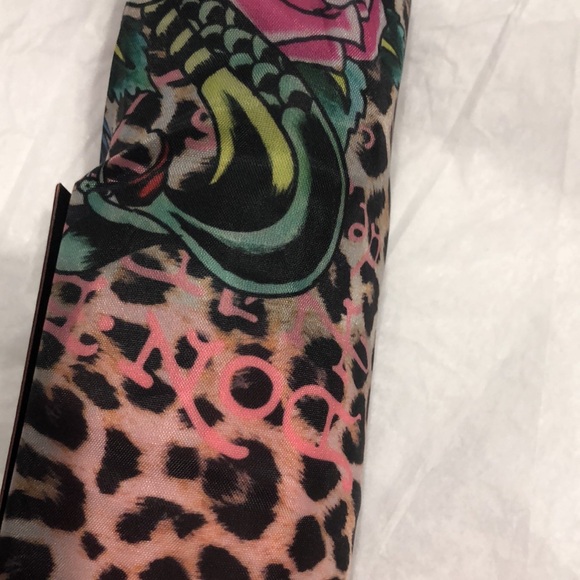 Ed Hardy animal leopard print compact auto open umbrella new - Picture 7 of 10